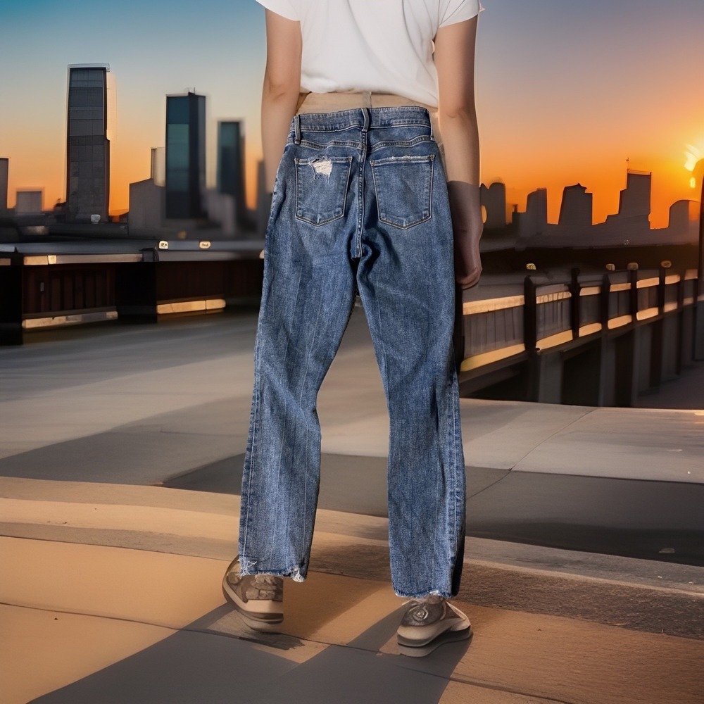 Abercrombie & Fitch The Super Skinny Ankle High Rise Jeans Distressed 24/00